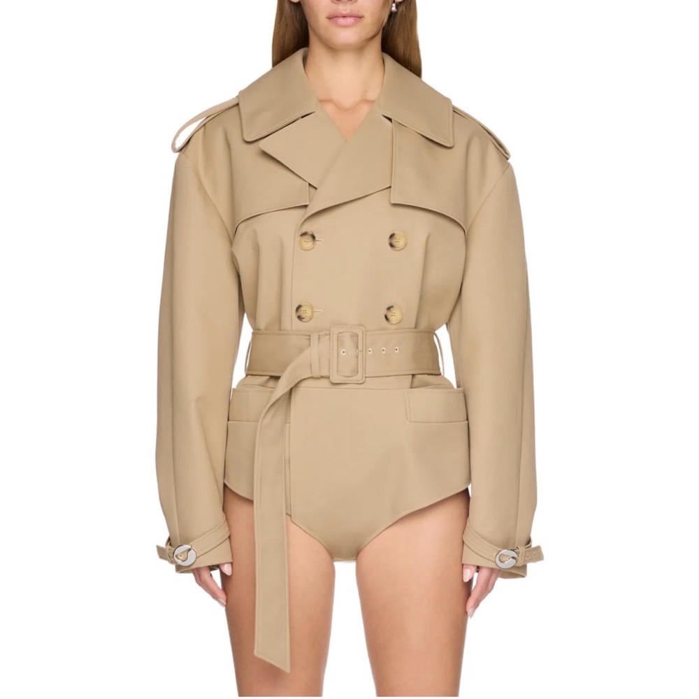 Coperni Beige Double-Breasted Body Trench Coat